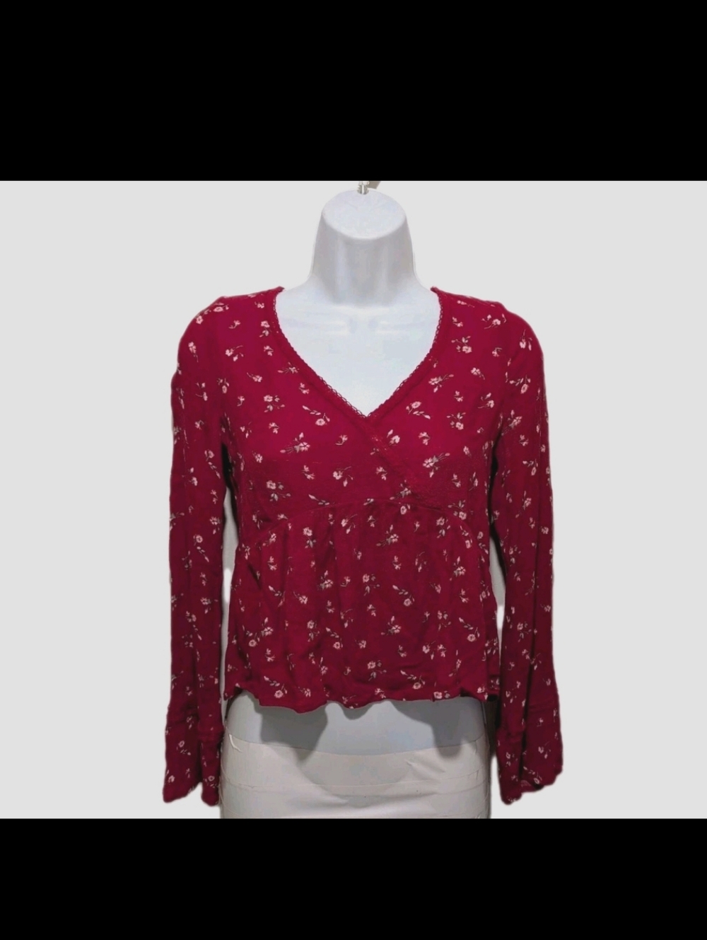 Hollister Floral Babydoll Top Blouse XS 90s Y2K Grunge #2010